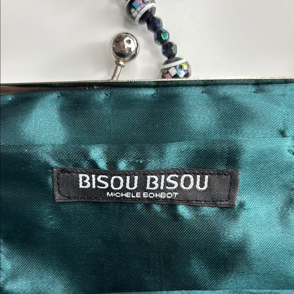 Bisou Bisou by Michele Bohbot Beaded Turquoise Clutch with sequin butterfly - Picture 3 of 8